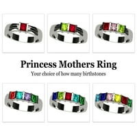 Нана принцеса канал набор възрастни женски майки пръстен 1-камък, Ден на майката 10к бял Размер камък 3