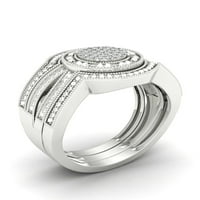 1 8К ТДВ диамант с стерлинги Сребърен клъстер хало Сплит джолан булчински комплект