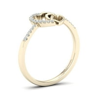 1 20к ТДВ диамант 10к жълто злато сърце дуо мода пръстен