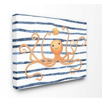 Детска стая от Ступел октопод океан животно Оранжево синьо детска стая дизайн платно стена изкуство от Зивей