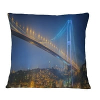 Дизайнарт Босфорски мост през нощта Истанбул-пейзажна печатна възглавница за хвърляне-18х18