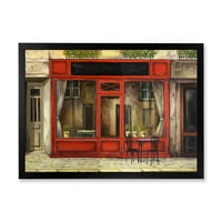 Червена фасада на очарователен магазин на улица Париж Рамкирах картина платно Арт Принт