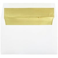 Плик с фолио пликове за покани, 3 4, Бяло със златно фолио, в опаковка