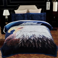 Топло фланелено руно Шерпа одеяло за крал легло парче, отпечатани Боррего одеяло, 79 х91
