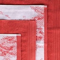 памук силно абсорбиращ 8-парче твърд и мраморен ефект кърпа комплект, Теракота от Супериор