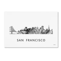 Търговска марка изящно изкуство 'Сан Франциско Калифорния Скайлайн ВБ-БВ' платно изкуство от Марлийн Уотсън
