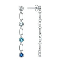 Кристен Кешо, стерлинги сребро, синьо Омбре скъпоценен камък, капка и висящи обеци за жени