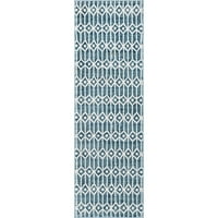 3 ' 10 ' синьо и слонова кост геометрични пергола правоъгълен килим бегач