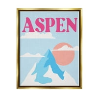 Ступел индустрии Аспен снежен планински връх графично изкуство металик злато плаваща рамка платно печат стена