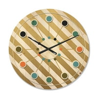 Дизайнарт' Златен Диагонален Ретро Дизайн ' Модерен Дървен Стенен Часовник От Средата На Века