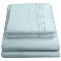 Мадам Мари съвременен микрофибър спалня Плътен цвят легло лист комплект близнак КСЛ-Светло синьо