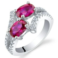 КТ Овал създаде рубинен двуцветен пръстен от Стерлингово Сребро