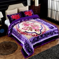 Руно Шерпа легло одеяло Кинг, топло дебело плюшено Боррего одеяло, 3-парче 79 х91