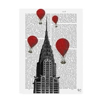 Търговска марка изобразително изкуство Крайслер Билдинг и червени балони с горещ въздух платно изкуство ФАБ фънки