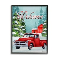 Ступел индустрии зимни добре дошли знак червен камион снежна плевня дизайн от шери Харт