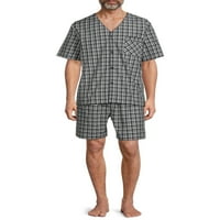 Ханес мъжки и големи мъжки къс ръкав Топ и шорти тъкани пижама комплект, размери с-5ХЛ